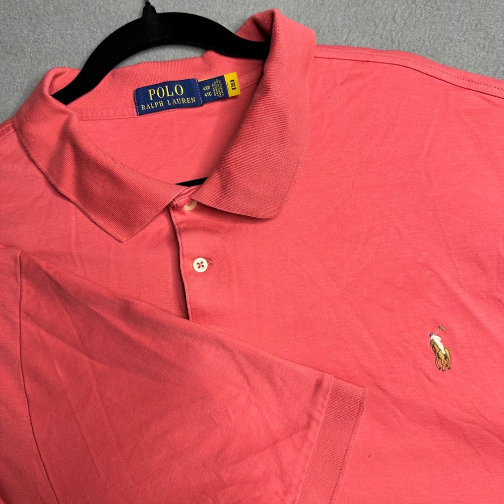 Polo Ralph Lauren Mens 4XB Coral Pink Short Sleeve Cotton Polo Shirt‎ Pony Logo